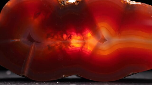 Fiery Red Agate Chalcedony Slice Close-Up