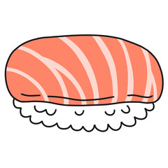 Cute Salmon Sushi Illustration, Hand Drawn Nigiri Sushi Icon, PNG Clipart