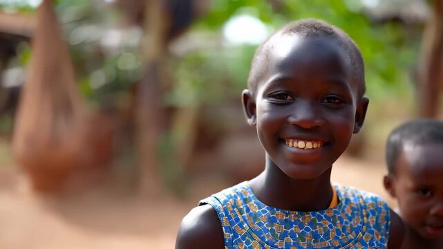 Happy African Child Smiling Outdoors