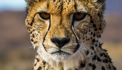 Close-up portrait of a majestic cheetah with intense eyes in its natural habitat.