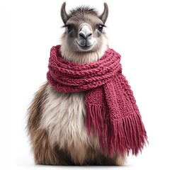 Obraz premium A charming llama wears a cozy scarf, exuding warmth and delight