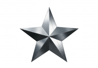 Shiny silver star metallic isolated on a transparent background