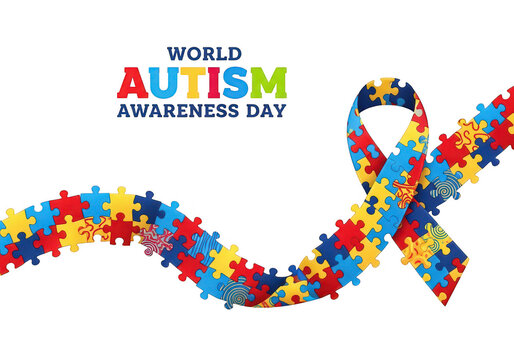 Celebrating world autism awareness day isolated on transparent background