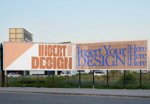 Mockup from real photo of two billboards