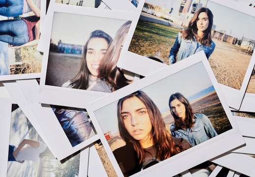 Mockup of real photo from Several blank polaroids 
