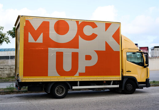 Mockup of Real photo from Truck Parked on a City Street
