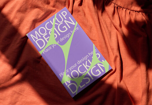Minimalist Notebook Cover Mockup on Fabric