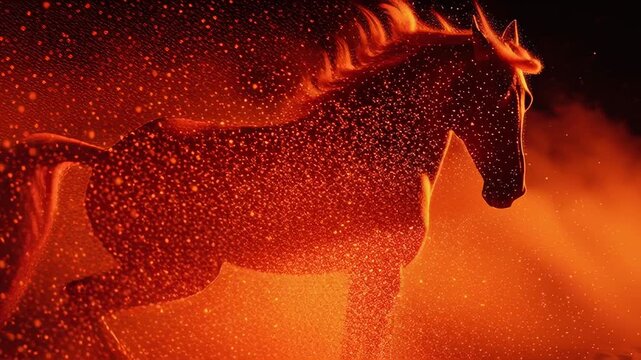 Video of running red fire horse, Chinese New Year symbol