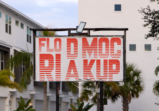 Mockup from real photo of pylon Sign in St. Petersburg, Pinellas County, Florida, United States.