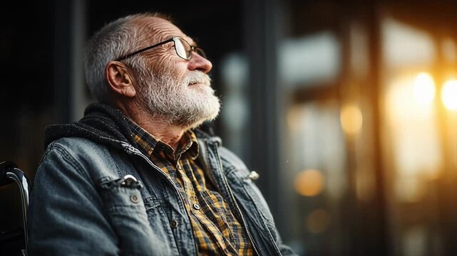 Video of old hippie man