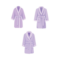 Cozy bathrobe vector icon pastel purple home wear spa robe illustration