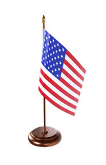 Desk USA flag isolated on white background