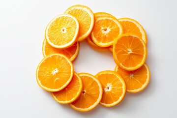 Fototapeta premium Sliced Oranges Arranged in Circular Pattern for Beautiful Presentation