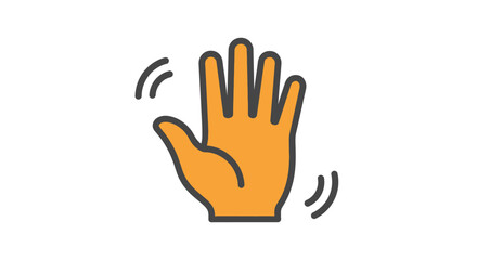 Obraz premium Simple orange hand gesture icon waving hello or goodbye isolated on a clean white background