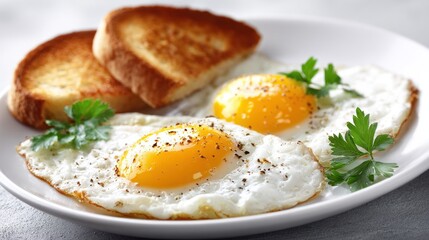 Breakfast eggs and toast on a plate