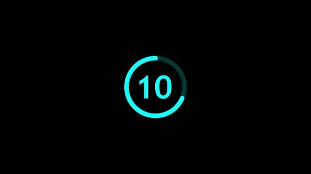 Countdown timer with circular loading and number countdown. Processing countdown for timing and progress flow. Loop countdown animation for timer and counting sequence. Loading down fall.