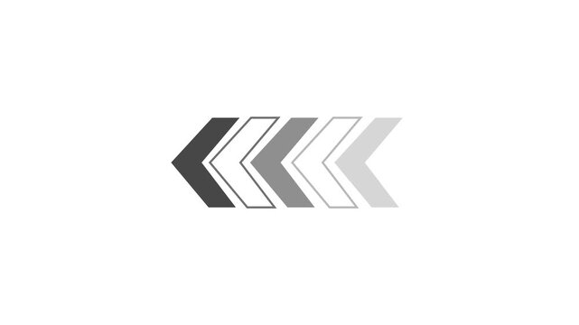 Forward arrow chevron symbol for next direction. Fast forward arrow for movement and progress. Navigation arrow sign for action and flow. Arrow loading animation. Directional arrow loading.