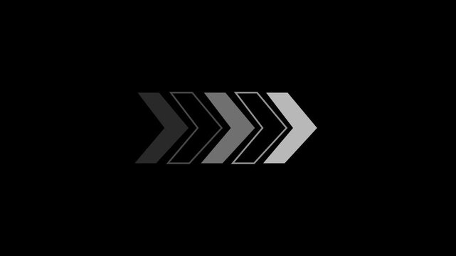 Forward arrow chevron symbol for next direction. Fast forward arrow for movement and progress. Navigation arrow sign for action and flow. Arrow loading animation. Directional arrow loading.