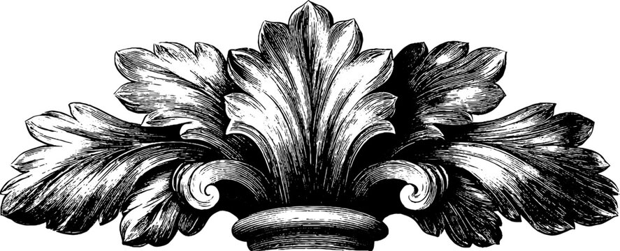 Classical cornice moulding botanical detail for vintage design and decoration