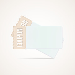 Minimalistic 3d coupons. A template for the layout of a gift voucher for an advertising poster. Vector 3d coupon