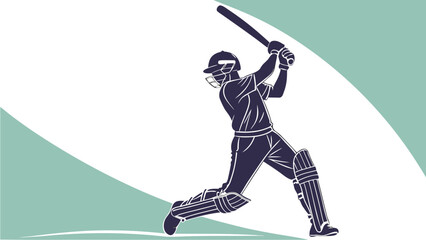 Fototapeta premium Cricketer in action swinging bat with focus and determination