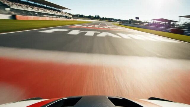 Racing Car on Track from Cockpit View.