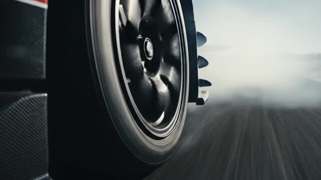 Racing Car Tire on Track.