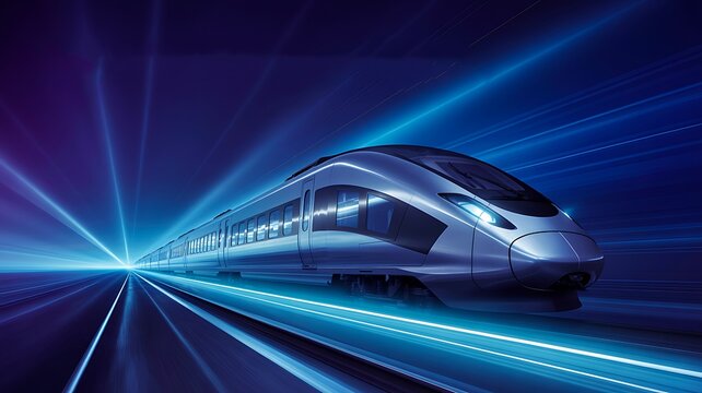 High speed modern train transportation technology concept
