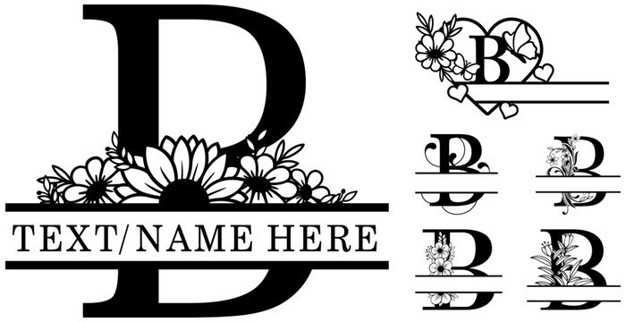 Floral Alphabet Letter B, Flower Letter B Design, Monogram Initial B, Custom Family Name Letter, Personalized Gift