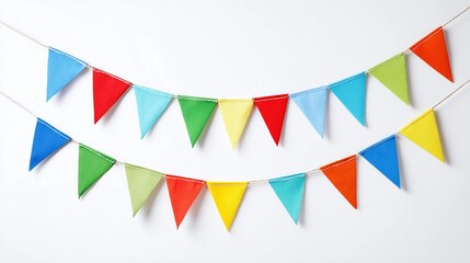 Obraz premium Colorful bunting banners for festival,carnival,party,white background with clipping path,PNG.