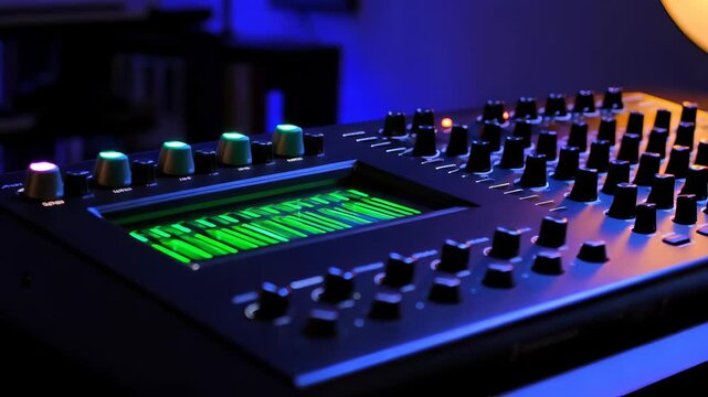 Professional Audio Mixer in Studio Lighting