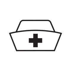Obraz premium Nurse Cap Cross Black Vector Icon Medical Staff Symbol