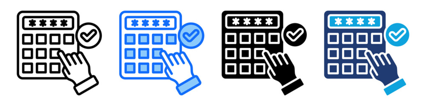 Pin Code Icon Set Multi Style Vector Illustration