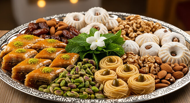 Assorted middle eastern sweets platter