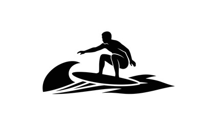 Dynamic Surfer on Wave Silhouette Icon © solihul