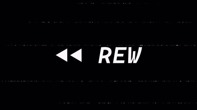 4K alpha channel rewind overlay inspired by VHS playback, featuring retro UI symbols, subtle static, and analog scanlines. Perfect for glitch effects, transitions, and video overlays.
