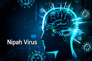 Nipah Virus Impact on Human Brain Concept Illustration
