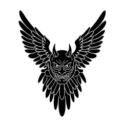 Obraz premium Detailed Intricate Devilish Winged Demon Head Mask Illustration