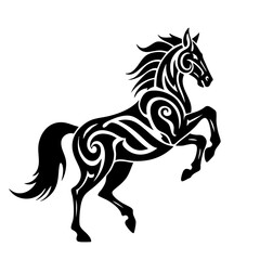 Fototapeta premium Elegant Ornamental Horse Silhouette Emblem Stallion Equestrian Animal Illustration
