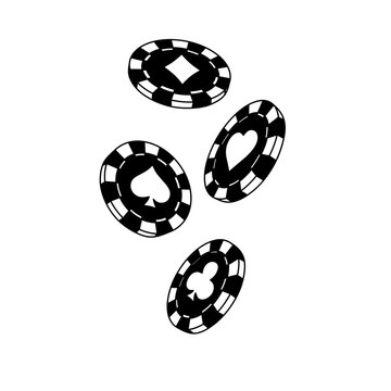minimalist hand drawn casino poker chips line art vector illustration