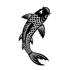 Intricate Handcrafted Koi Carp Symbol Animal Traditional Asian Illustration