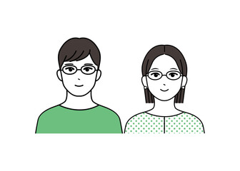 シンプルな線画で描かれた男女のカップルイラスト