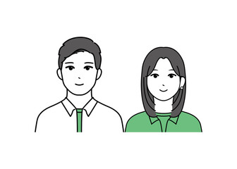 シンプルな線画で描かれた男女のカップルイラスト