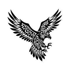 Fototapeta premium Intricate Tribal Art Eagle Illustration with Detailed Wings and Talons