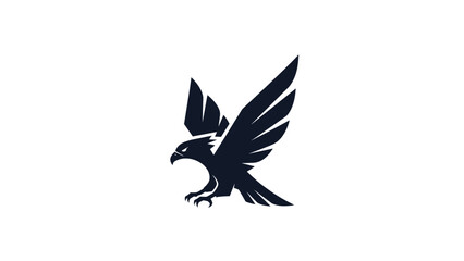 Naklejka premium Modern Dark Eagle Icon with Spread Wings on White Background