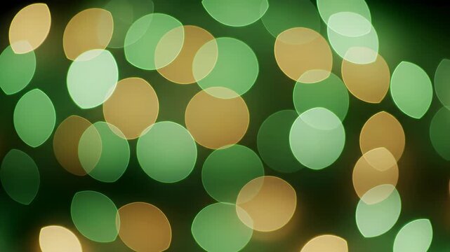 St. Patrick's Day bokeh background with green and gold lights. Shimmering festive lights for Irish holiday celebration. Abstract luck and celebration theme