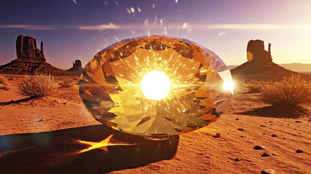 Golden Citrine Gemstone Radiant in Desert Sunrise