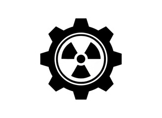 Obraz premium A conceptual vector image combining a mechanical gear with a radioactive symbol to represent nuclear engineering and industrial atomic power