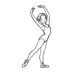 Dibujo con líneas de chica joven bailarina de ballet bailando con zapatillas de punta © teracreonte