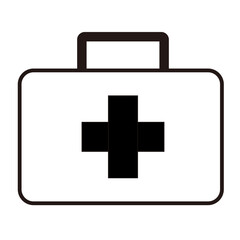 Obraz premium Monochrome First Aid Kit Icon救急箱のモノクロ医療アイコン